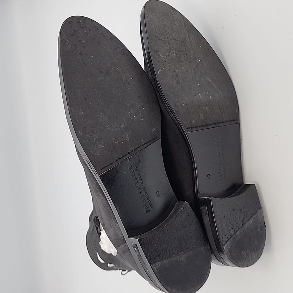 FREDA SALVADOR Black Nubuck Suede Block-heeled Boots w/Cut-out Sides, Size 9 - Picture 6 of 7